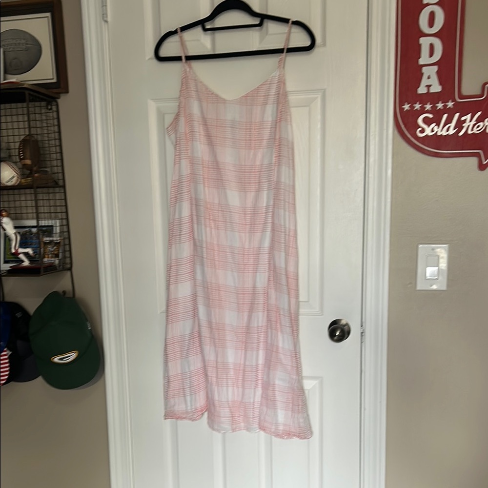 Pink and White Plaid Slip Dress